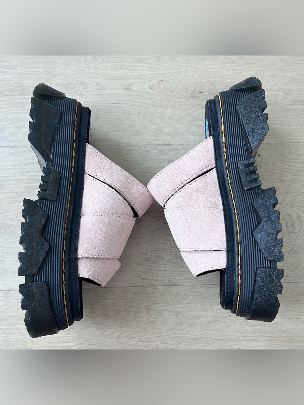 Dr. Martens Pink Suede Chunky Platform Slide Sandals - Picture 6 of 6